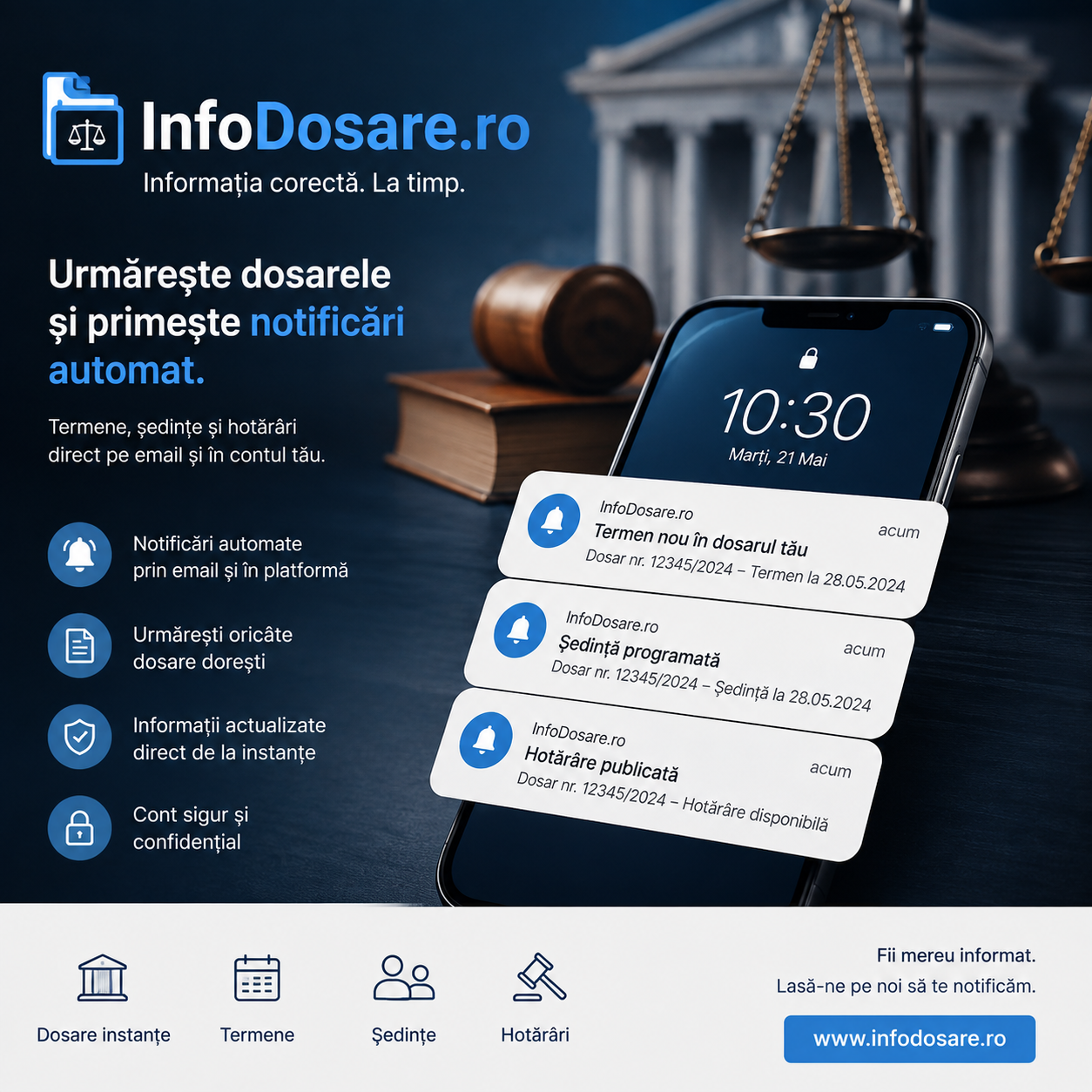 Cum primești notificări automate când se modifică un dosar?